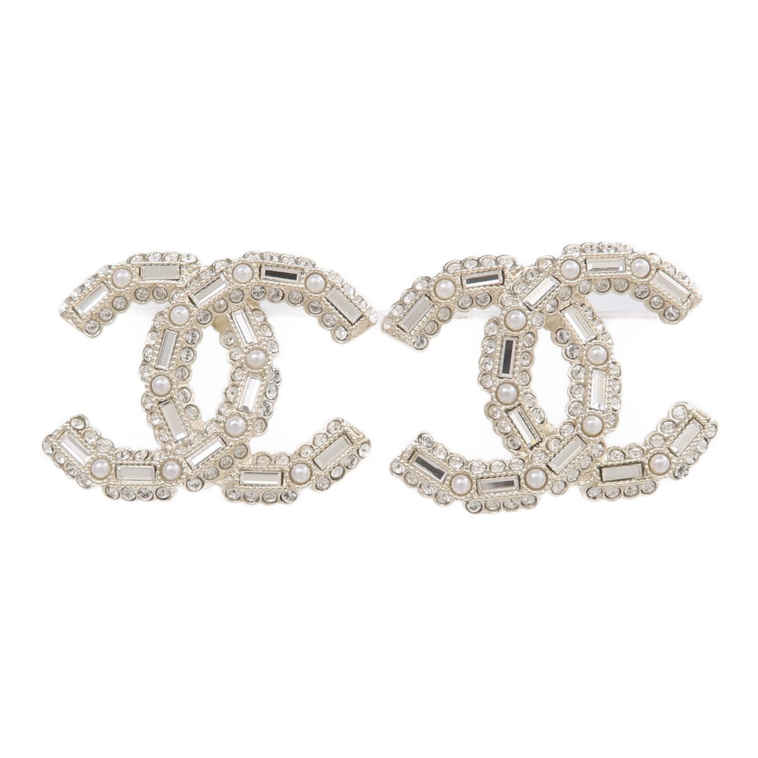 Gold Metal Pierced Earrings by CHANEL CC Logo Design (1 of 8)