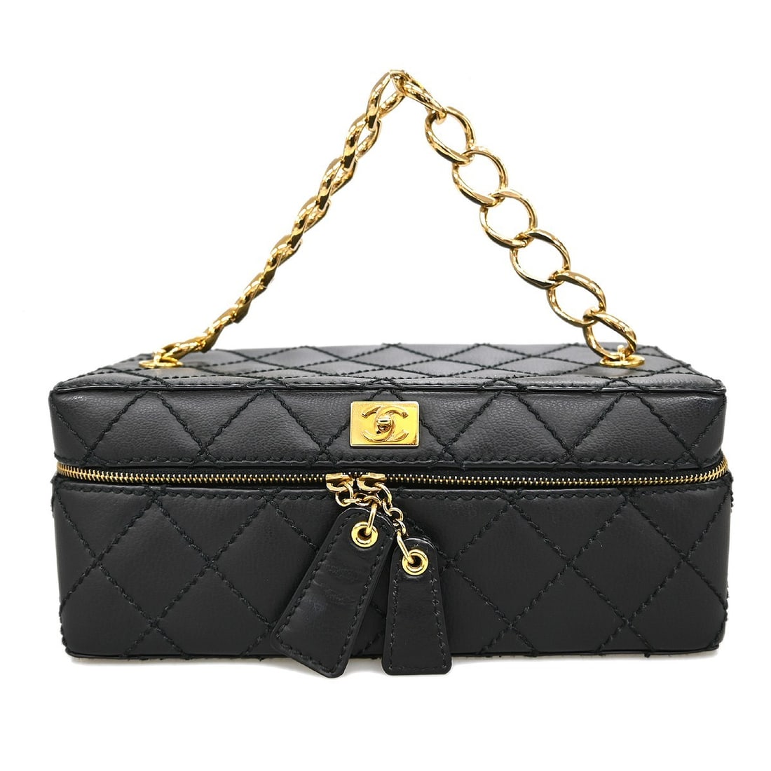 Chanel Small Black Leather Vanity Chain Bag for Women (1 of 11)