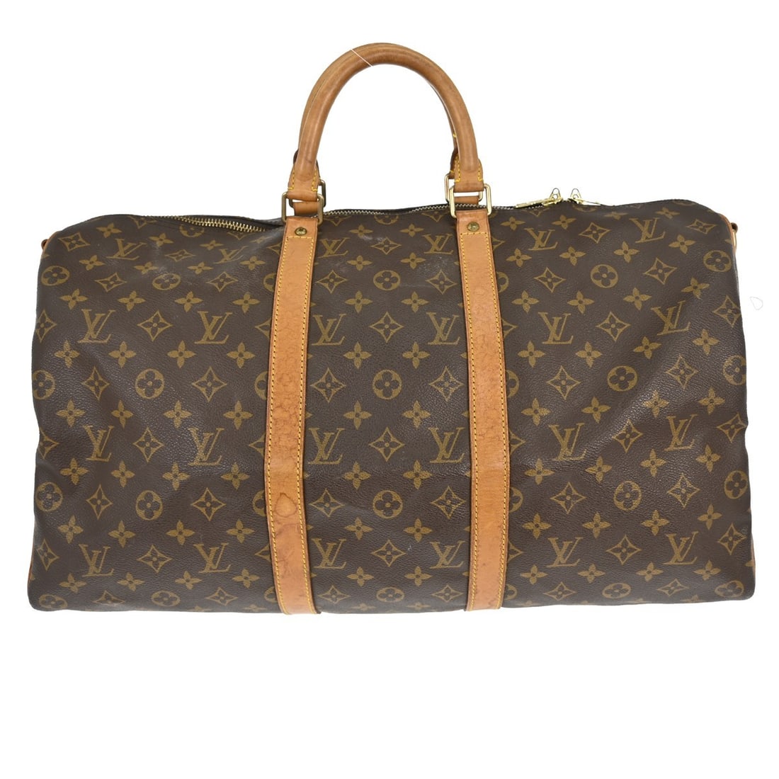 Louis Vuitton Keepall Bandouliere 50 Monogram Canvas Large Travel Bag: Louis Vuitton Keepall Bandouliere 50 Monogram Canvas Large Travel Bag This Louis Vuitton Keepall Bandouliere 50 handbag features the iconic Monogram canvas exterior with beige double leather handles a