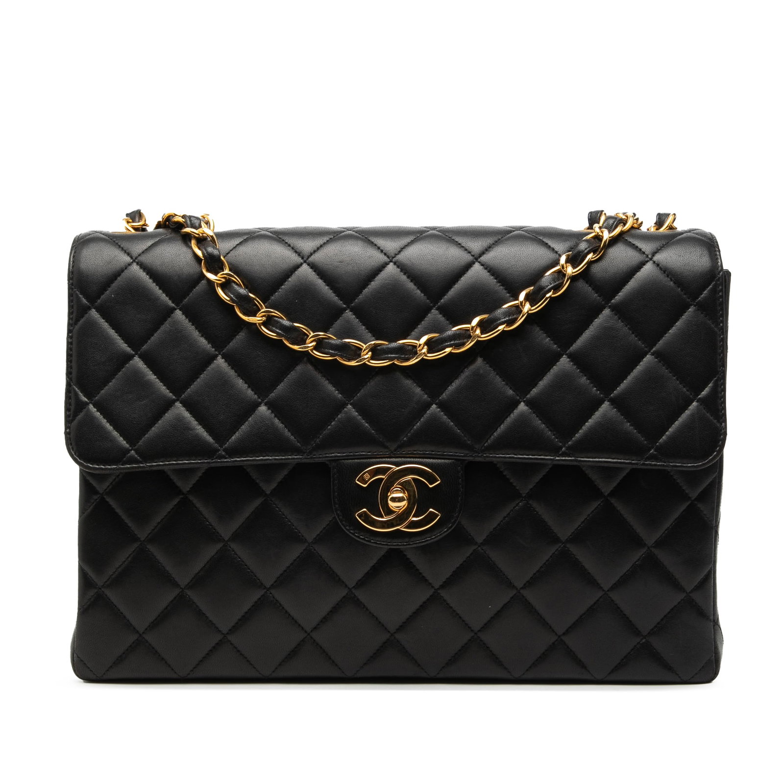 Black Chanel Jumbo Classic Lambskin Single Flap Shoulder Bag (1 of 8)