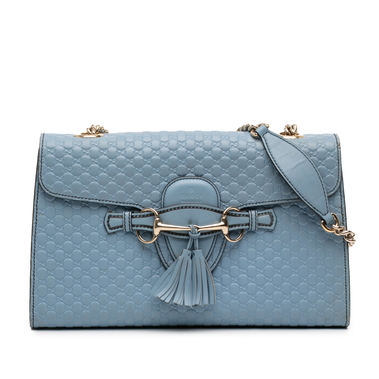 Gucci Emily Microguccissima Blue Leather Medium Shoulder Bag with Chain Strap (1 of 11)