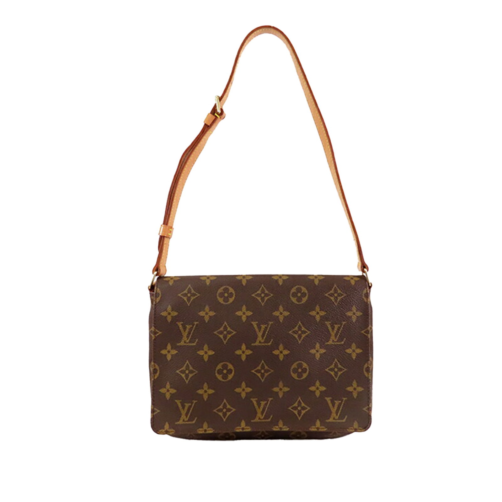 Louis Vuitton Musette Tango Shoulder Bag Monogram Canvas with Short Strap: Louis Vuitton Musette Tango Shoulder Bag Monogram Canvas with Short Strap This Louis Vuitton Musette Tango handbag features the iconic monogram canvas, a flat vachetta leather shoulder strap, a front 