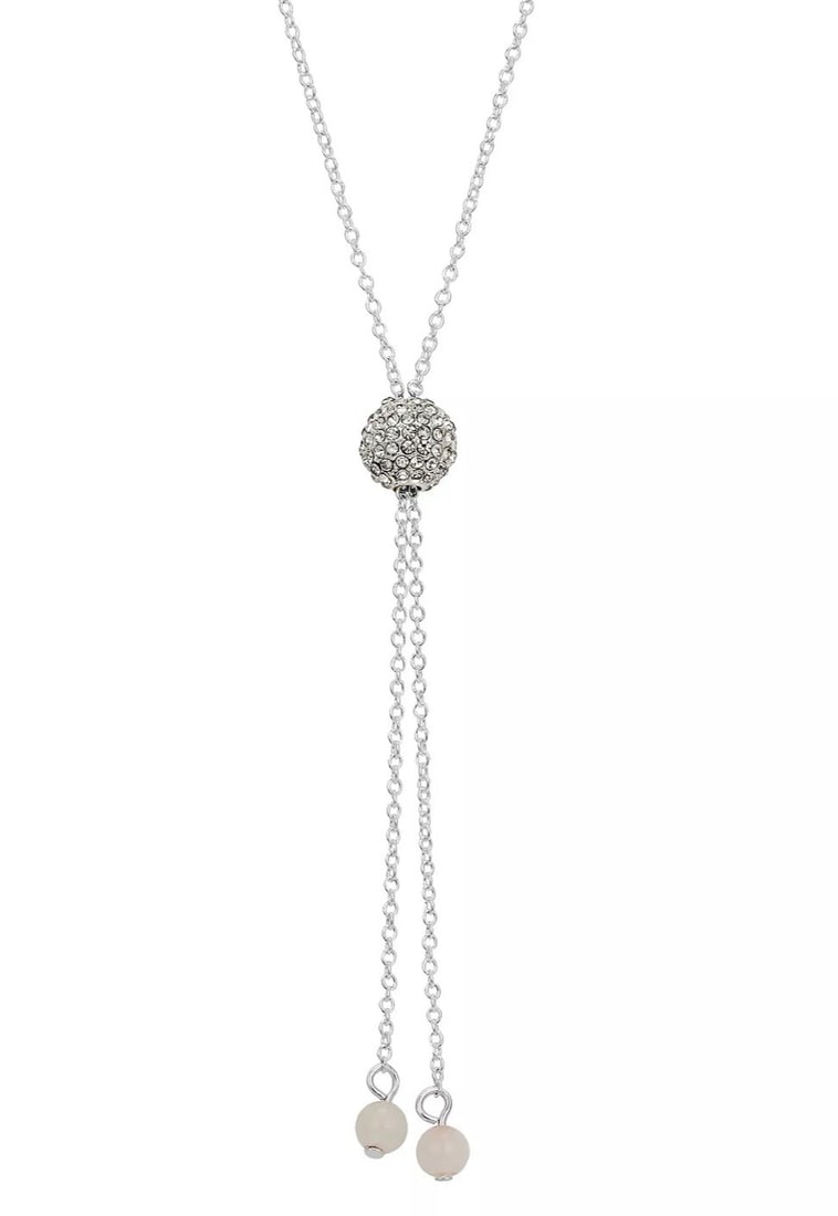 Unwritten Rose Quartz Fireball Lariat Necklace Silver Plated 30": Unwritten Rose Quartz Fireball Lariat Necklace Silver Plated 30" Enhance your jewelry collection with this stunning UNWRITTEN Rose Quartz Crystal Fireball Lariat Necklace. This elegant piece features 