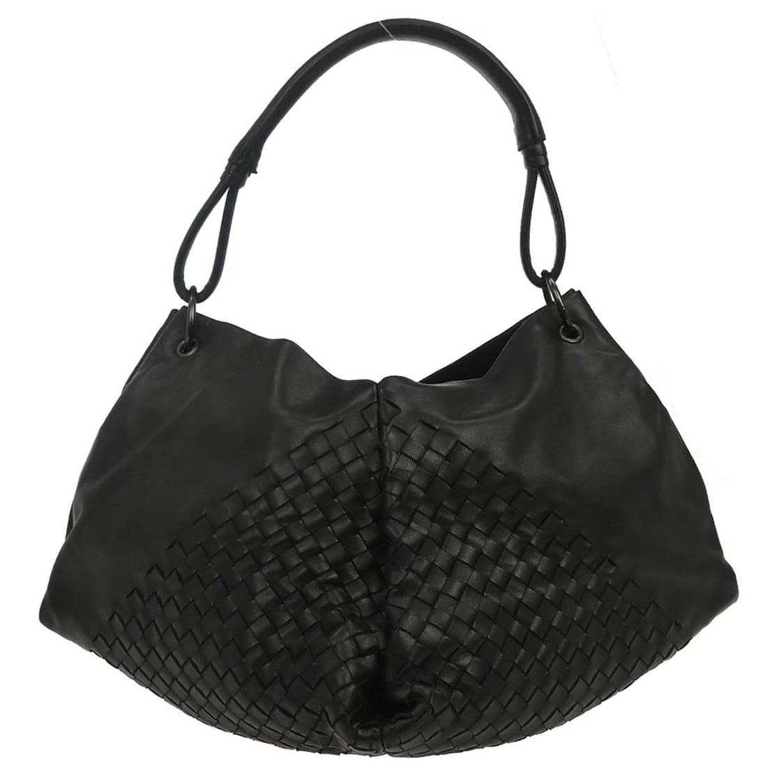 Black Lambskin Intrecciato Top Handle Bag by Bottega Veneta Medium (1 of 18)