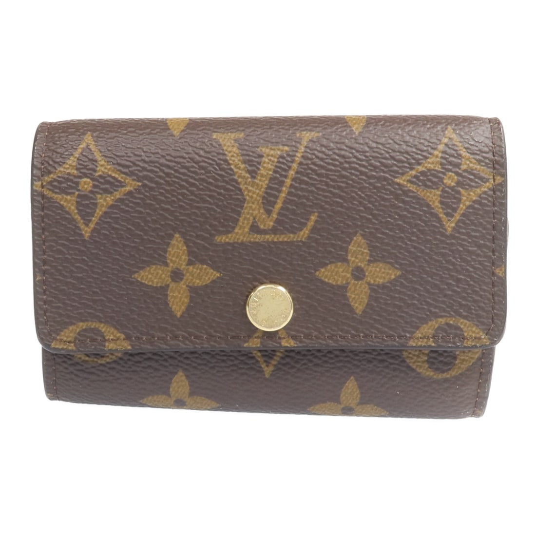 Louis Vuitton Monogram Brown 6-Ring Key Holder M62630 with Gold Hardware: Louis Vuitton Monogram Brown 6-Ring Key Holder M62630 with Gold Hardware This Louis Vuitton 6 key holder features the iconic Monogram pattern in brown PVC coated canvas with gold tone hardware. Design