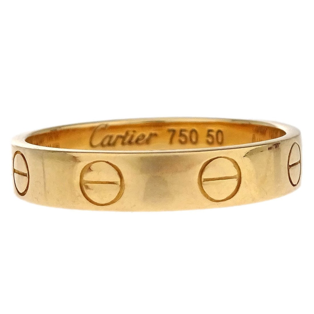18k Gold Cartier Love Ring Size 50 Vintage Jewelry: 18k Gold Cartier Love Ring Size 50 Vintage Jewelry This exquisite Cartier Love Ring is a vintage piece that embodies timeless elegance. Crafted from 18k gold (750 purity), it features a classic round 