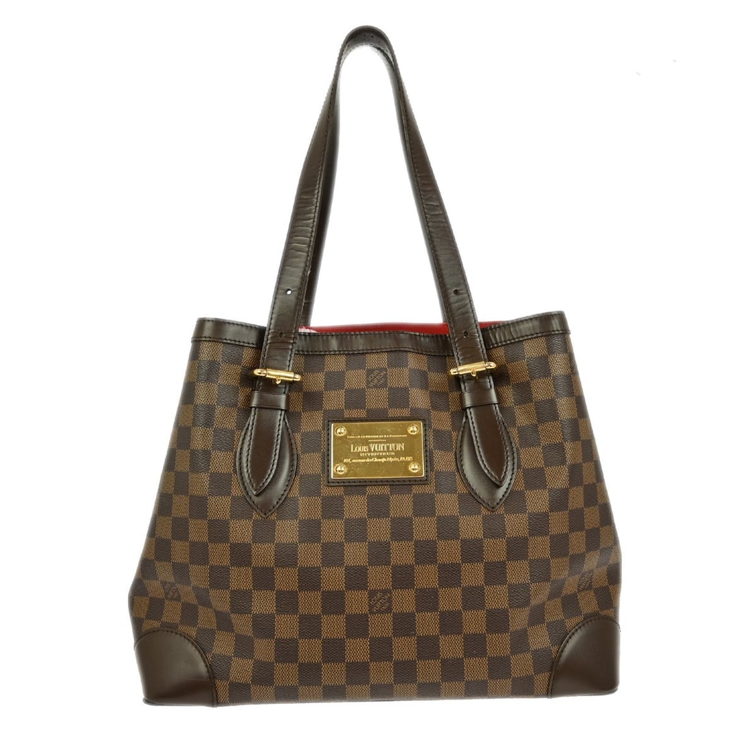 Louis Vuitton Hampstead MM Ebene Damier Canvas Tote with Alcantara Lining: Louis Vuitton Hampstead MM Ebene Damier Canvas Tote with Alcantara Lining The Louis Vuitton Hampstead MM tote bag features the iconic Damier Ebene canvas with leather trim. Designed in a medium size, 