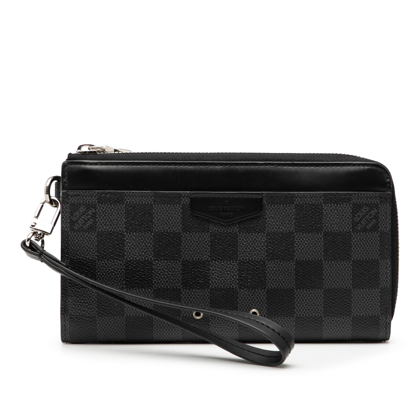 Louis Vuitton Dragonne Zippy Long Wallet Damier Graphite Canvas With Wrist Strap: Louis Vuitton Dragonne Zippy Long Wallet Damier Graphite Canvas With Wrist Strap This Louis Vuitton Damier Graphite Dragonne Zippy Long Wallet features a signature damier canvas body with leather trim