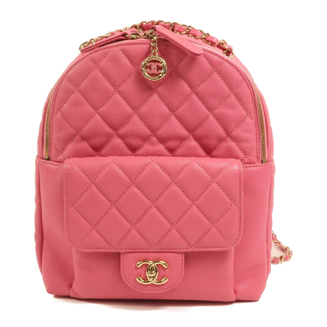 Chanel Pink Calfskin Rucksack Backpack with CC Logo and Gold Hardware (1 of 16)