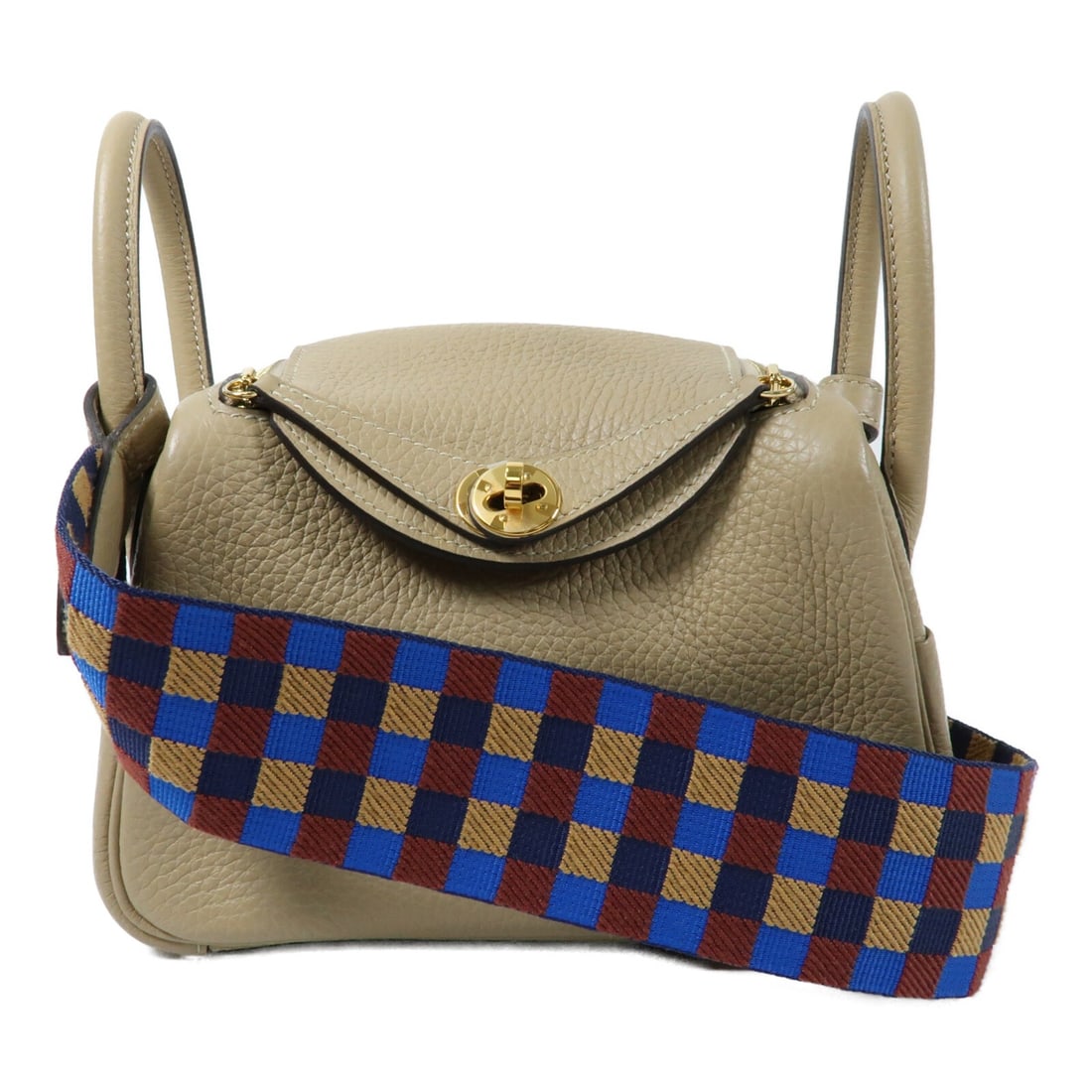 Hermes Mini Lindy Trench Beige Calfskin Shoulder Bag with Gold Hardware (1 of 16)