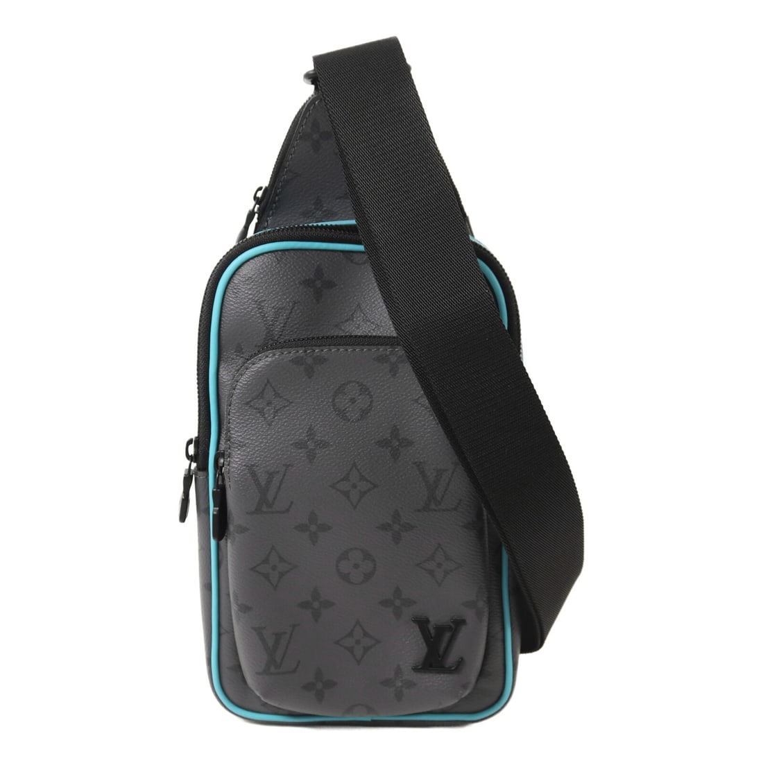 Louis Vuitton Avenue Sling Bag Monogram Eclipse Reverse Canvas Gray M11703: Louis Vuitton Avenue Sling Bag Monogram Eclipse Reverse Canvas Gray M11703 This Louis Vuitton Avenue Sling Shoulder Bag features the signature Monogram Eclipse Reverse design crafted in gray PVC coate