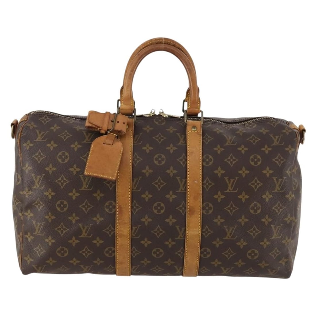 Louis Vuitton Keepall Bandouliere Monogram Canvas Travel Bag Brown France: Louis Vuitton Keepall Bandouliere Monogram Canvas Travel Bag Brown France This Louis Vuitton Keepall Bandouliere Bag features the iconic Monogram Canvas in brown and is designed for unisex use. The ba
