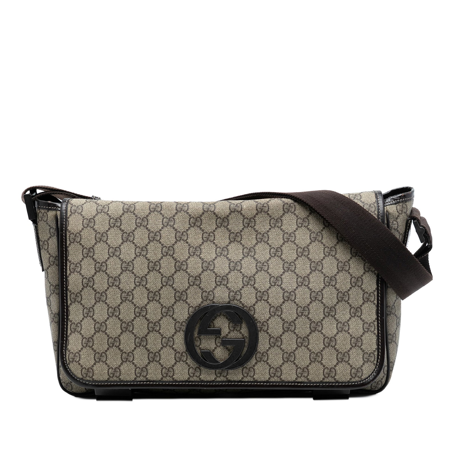 GG Supreme Interlocking G Brown Coated Canvas Crossbody Shoulder Bag (1 of 7)