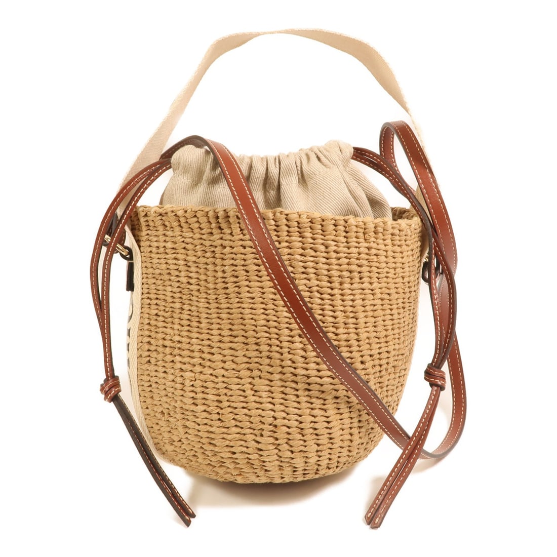 Chloe Small Woody Beige Raffia Two Way Shoulder Bag (1 of 14)
