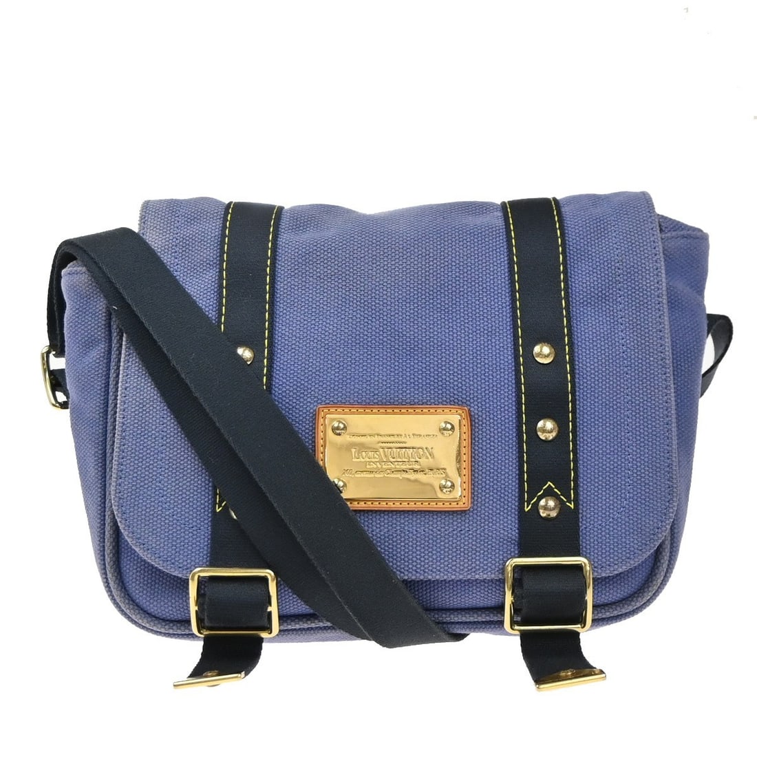 Louis Vuitton Antigua Blue Canvas Crossbody Messenger Purse (1 of 14)