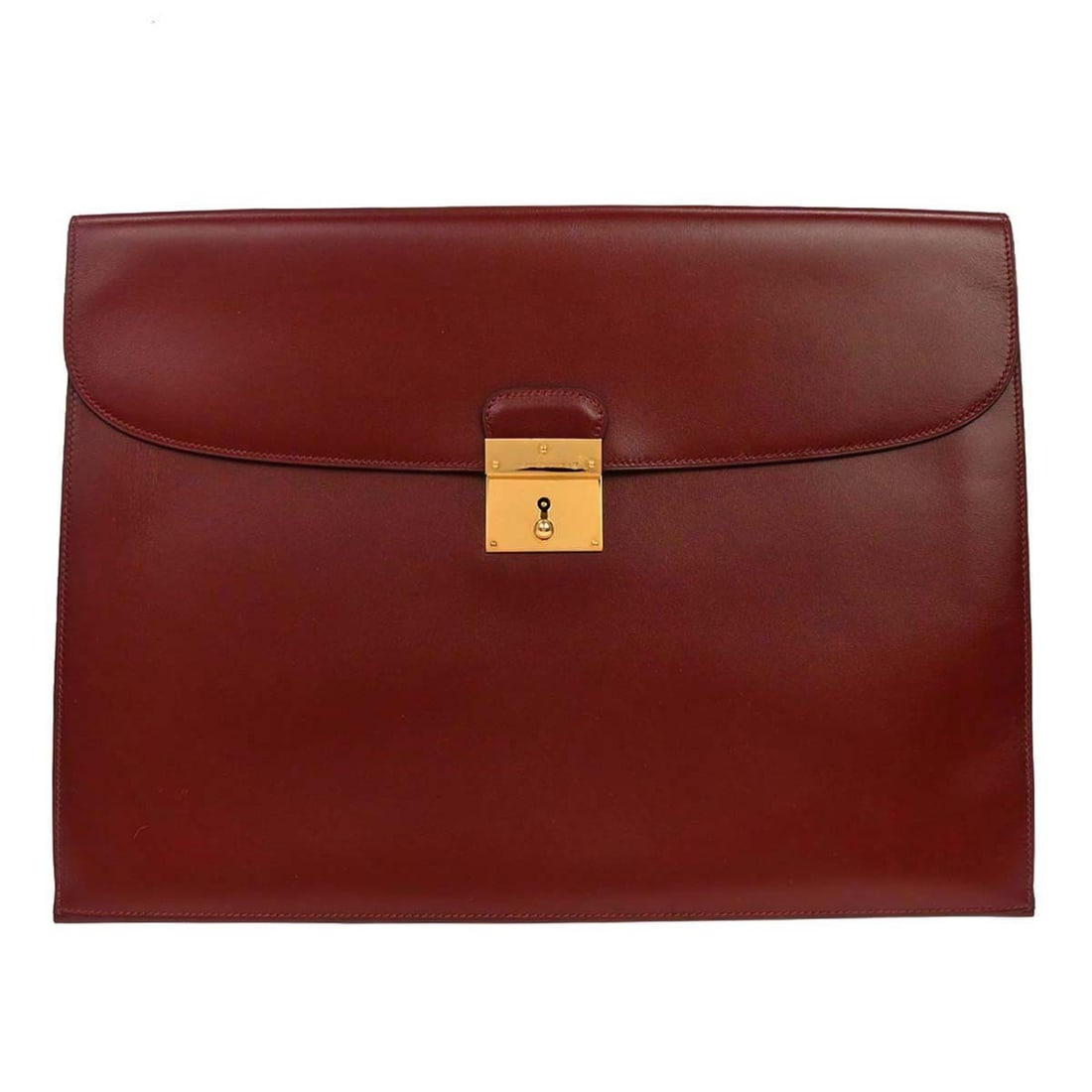 Hermes Rouge H Box Calf Leather Medium Clutch Bag with Logo Accent (1 of 18)