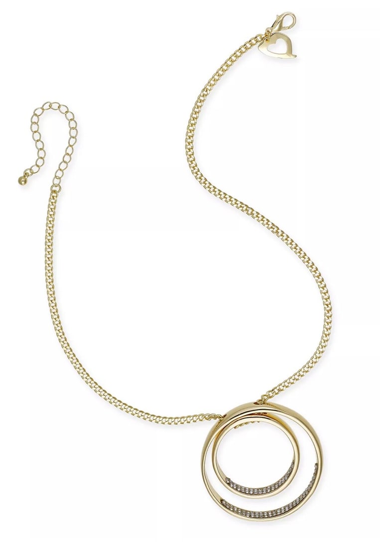 Thalia Sodi Gold-Tone Double Circle Pendant Necklace with Pave Crystals (1 of 2)