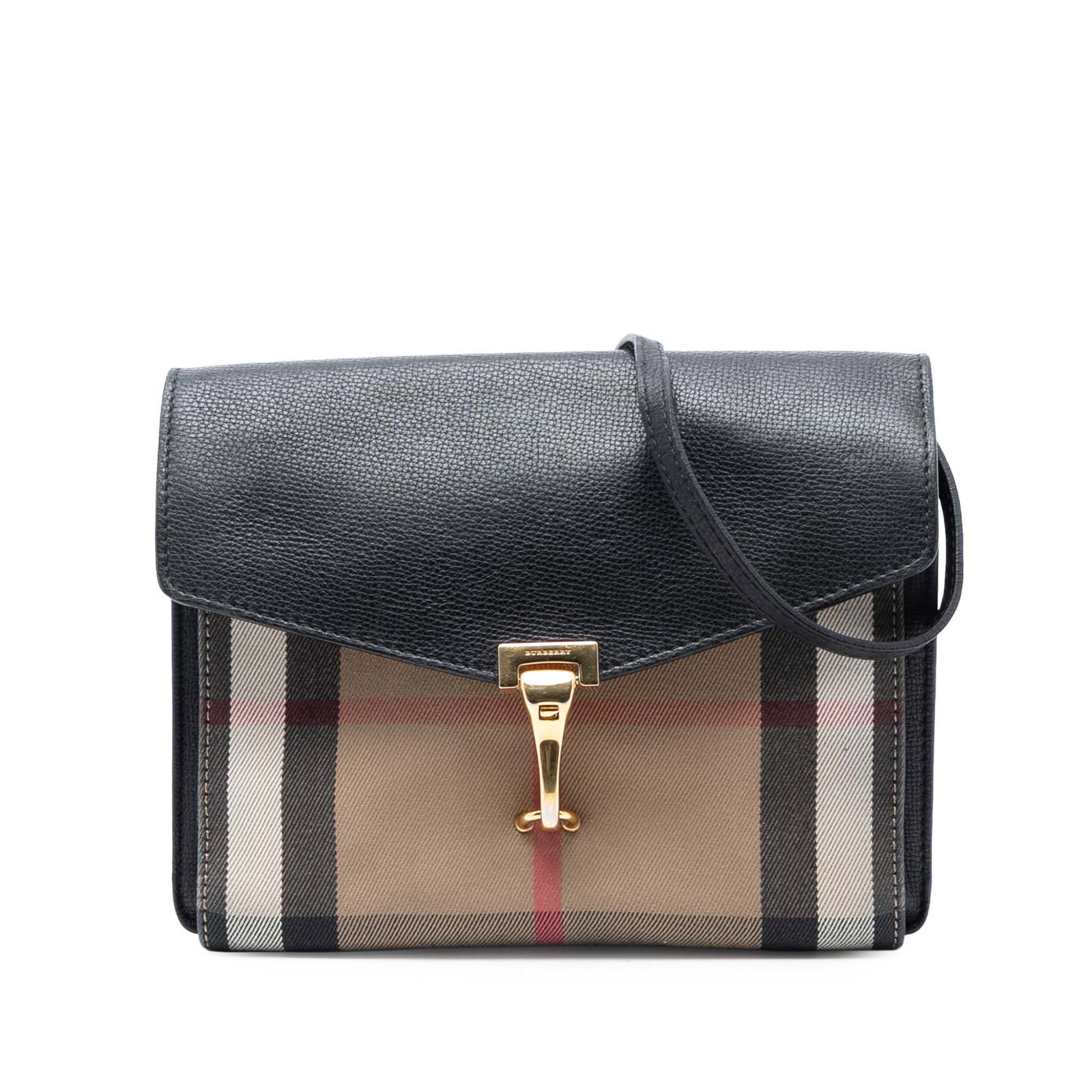 Burberry Macken Small Crossbody Bag in Leather and House Check Canvas: Burberry Macken Small Crossbody Bag in Leather and House Check Canvas This Burberry Small Leather and House Check Canvas Derby Macken Crossbody features a house check canvas and leather body, an adjus
