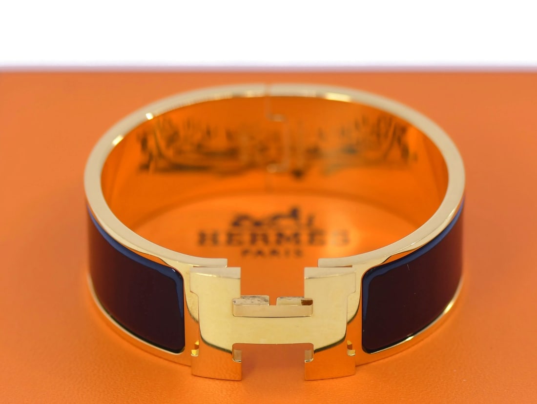 Hermes H Clic Clac Black Enamel Bangle Bracelet 20mm Authentic with Box (1 of 4)