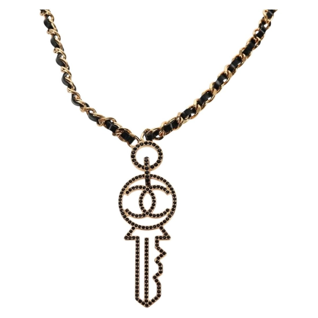 Gold Metal Necklace with CC Motif by CHANEL Italy Serial B17A (1 of 16)