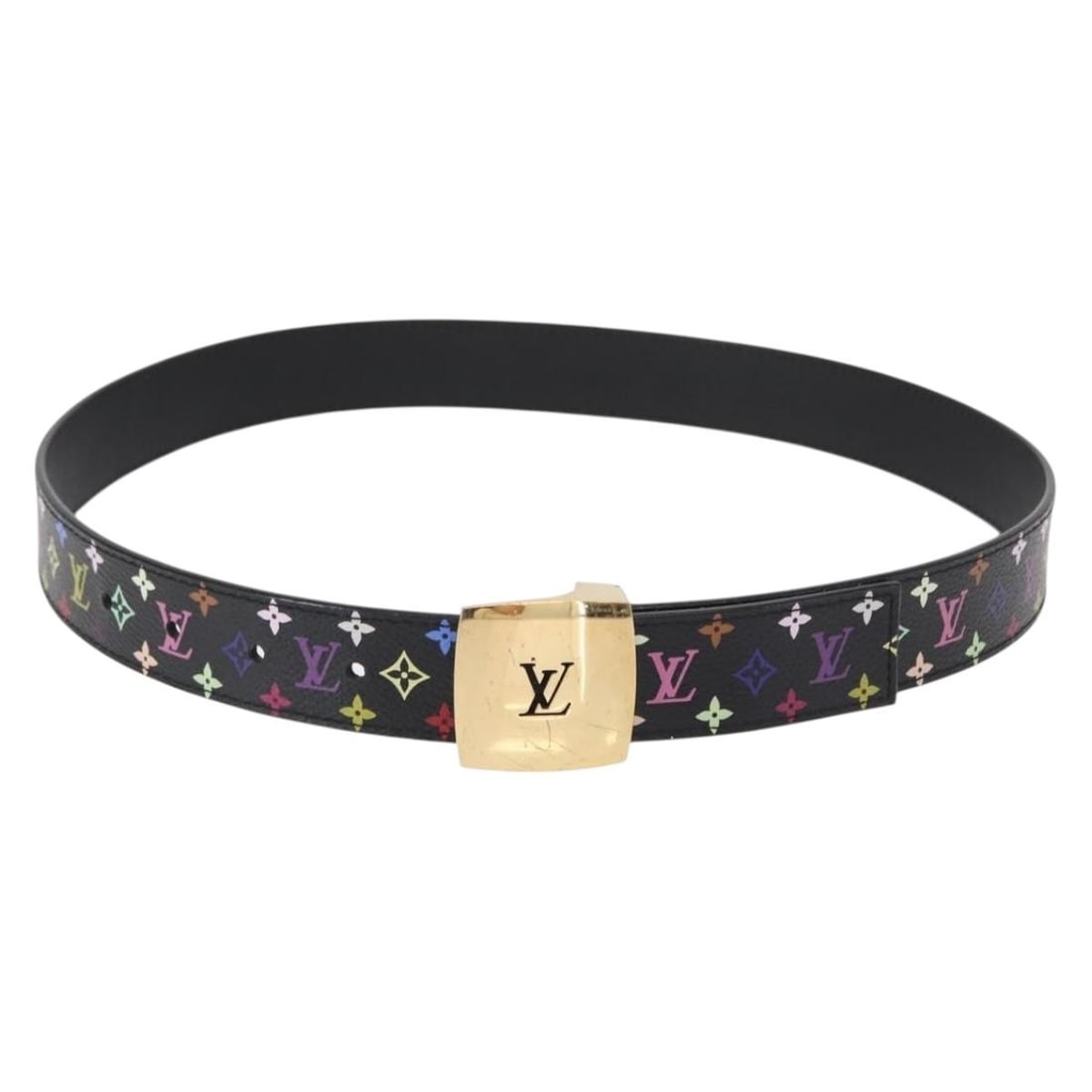 LOUIS VUITTON Multicolor Canvas Care Belt M9271 Black Auth (1 of 11)