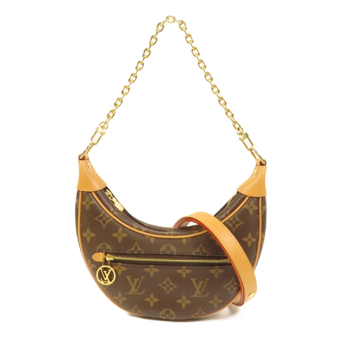 Louis Vuitton Loop Monogram Canvas Brown 2way Shoulder Bag M81098 GHW: Louis Vuitton Loop Monogram Canvas Brown 2way Shoulder Bag M81098 GHW This Louis Vuitton Loop 2-way shoulder bag features the iconic Monogram pattern in brown on durable PVC coated canvas. The bag off
