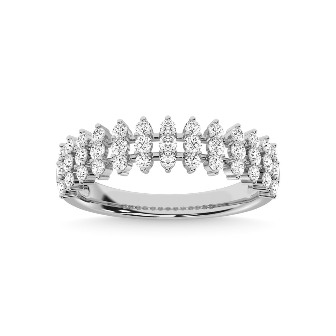 14K White Gold Diamond 1/2 Ct.Tw. Anniversary Ring: 14K White Gold Diamond 1/2 Ct.Tw. Anniversary Ring 14k White Gold Stone Color: G-h Stone Clarity: Si3 Each ring is presented in standard size 6.5. Complimentary resizing is available between sizes 510