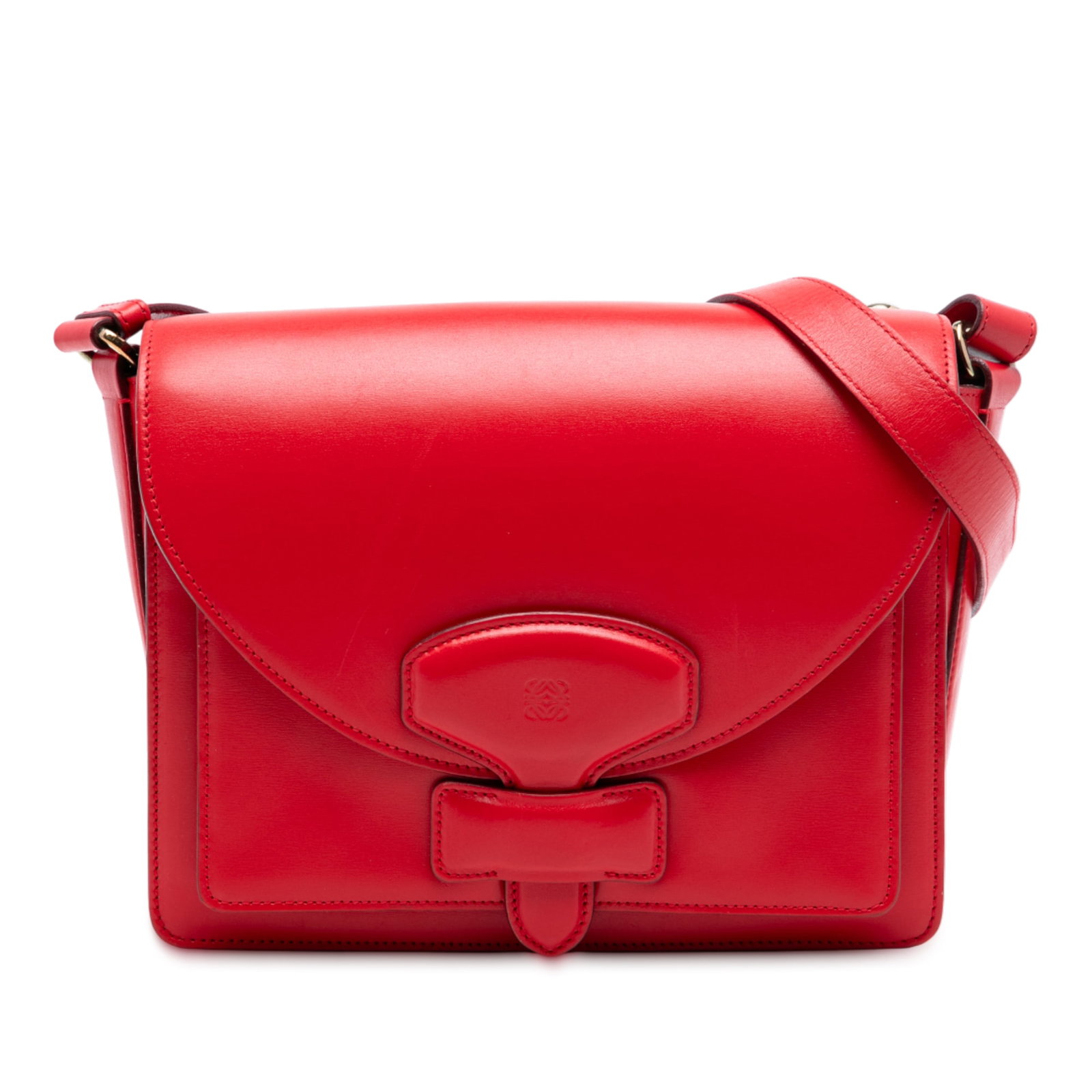 Loewe Anagram Leather Crossbody Bag Limited Edition Red: Loewe Anagram Leather Crossbody Bag Limited Edition Red This limited edition LOEWE Anagram crossbody bag is crafted from red leather and features a flat leather strap, a front flap with push-through c