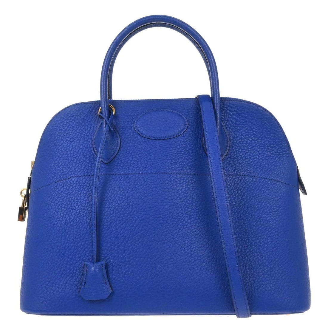 Hermes Bolide 35 Blue France Fjord Leather Two Way Top Handle Bag: Hermes Bolide 35 Blue France Fjord Leather Two Way Top Handle Bag This Hermes Bolide 35 handbag in Blue France features Fjord leather with a medium-sized silhouette. Designed with double handles and a