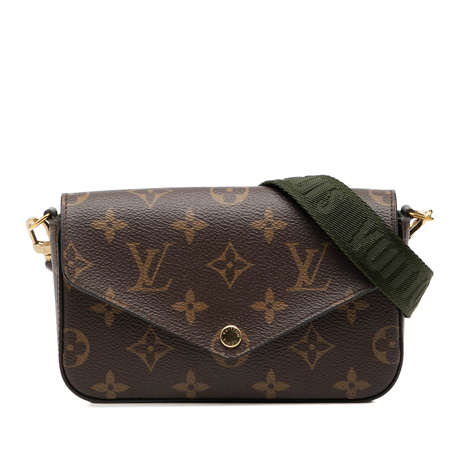 Louis Vuitton Felicie Strap and Go Monogram Canvas Brown Crossbody Bag: Louis Vuitton Felicie Strap and Go Monogram Canvas Brown Crossbody Bag The Louis Vuitton Monogram Felicie Strap And Go bag showcases the signature monogram canvas design. It features an adjustable and