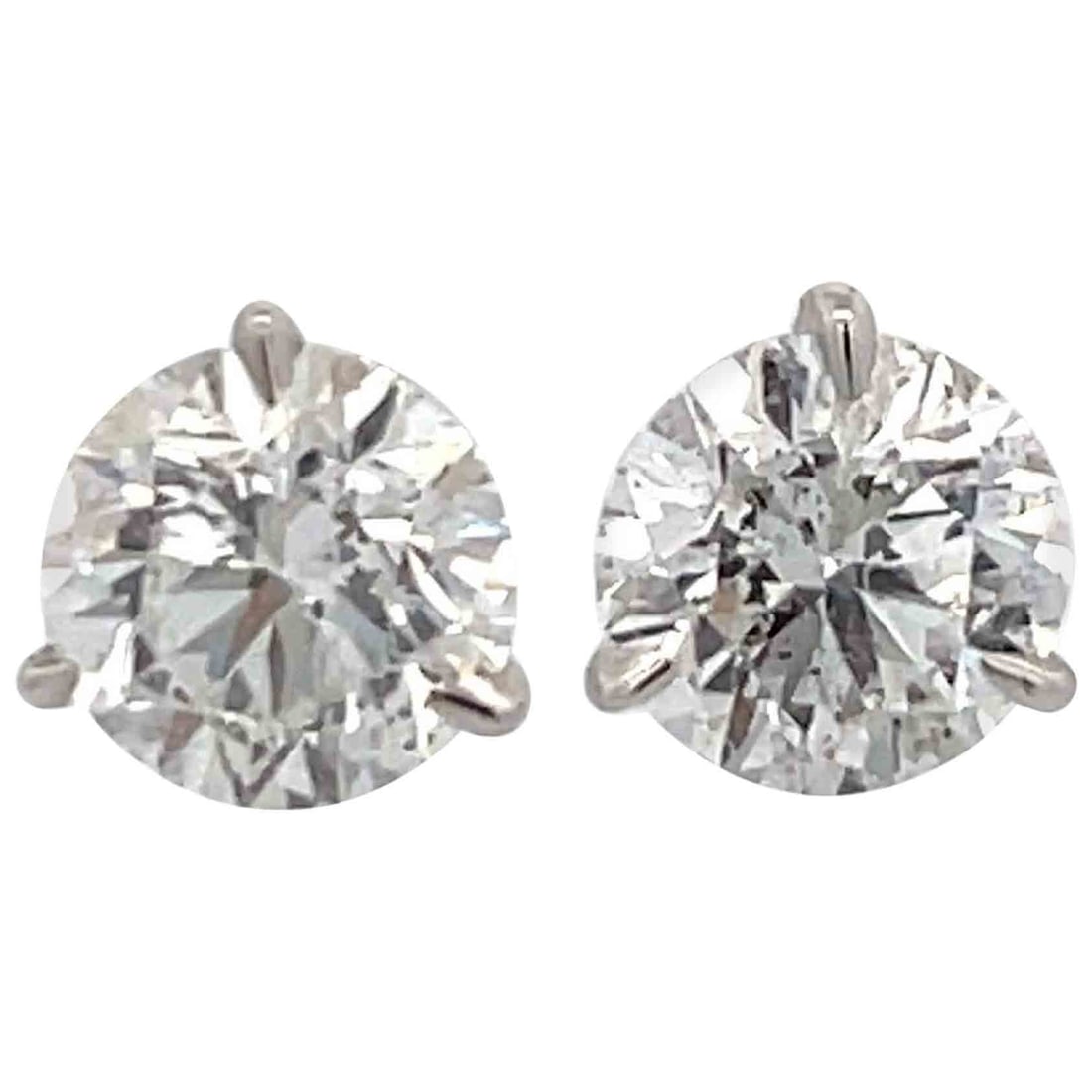 Harbor Diamonds 3.15ct Diamond Stud Earrings 18k White Gold G SI2-3 Champagne Setting (1 of 10)