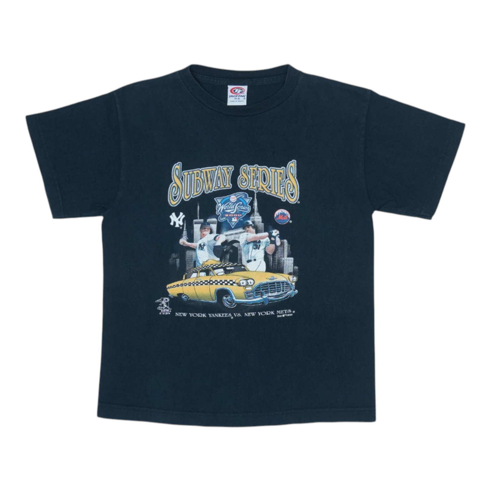 Vintage 2000 Subway Series T-Shirt Yankees Mets Black Cotton (1 of 6)