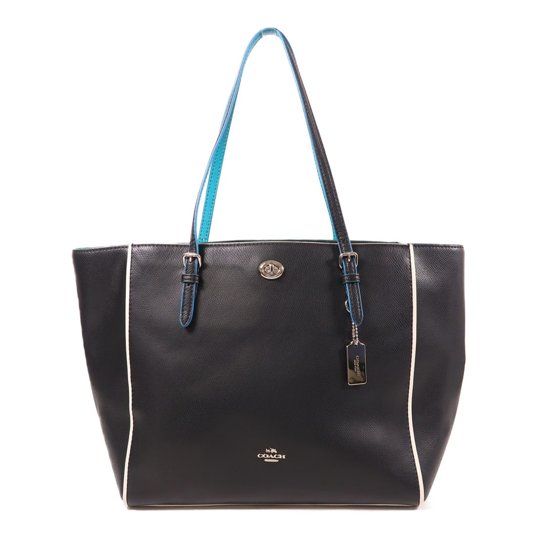 COACH Turnlock Shoulder Tote Bag Black Leather Elegant Design: COACH Turnlock Shoulder Tote Bag Black Leather Elegant Design This COACH Turnlock Tote Shoulder Bag is beautifully crafted from high-quality leather in a classic black color. Designed for daily use, i