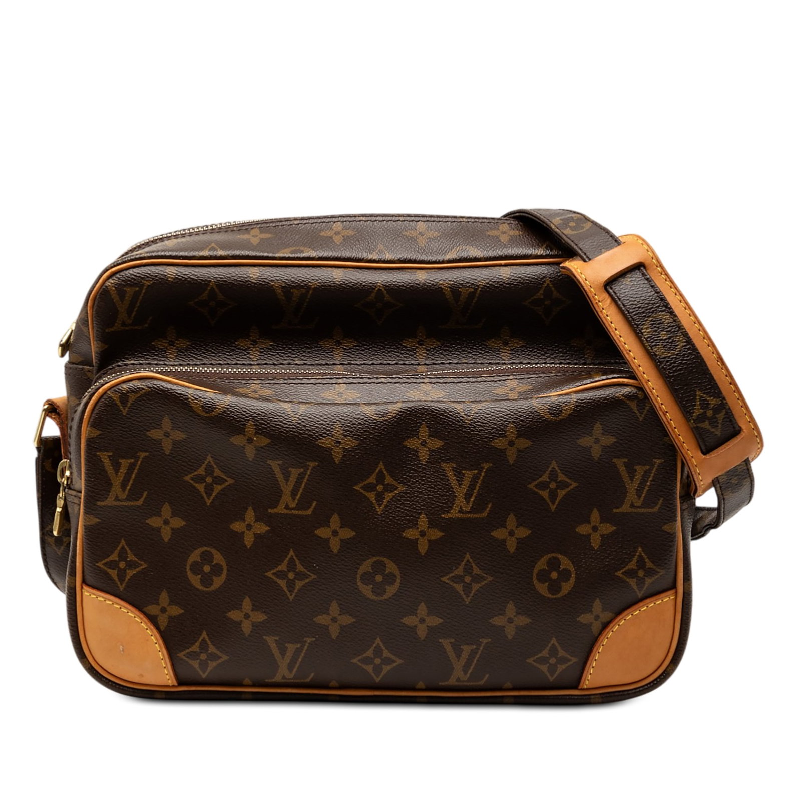 Louis Vuitton Nil Shoulder Bag in Monogram Canvas with Leather Trim: Louis Vuitton Nil Shoulder Bag in Monogram Canvas with Leather Trim The Louis Vuitton Monogram Nil Crossbody features a monogram canvas body with vachetta leather trim, an adjustable flat shoulder str