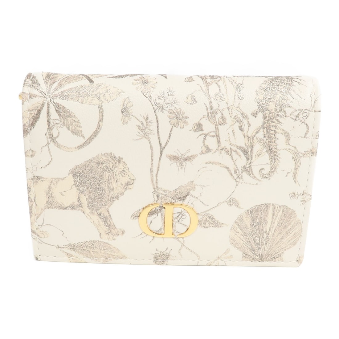 Dior White Calfskin Bi-Fold Wallet with Gold Tone CD Hardware: Dior White Calfskin Bi-Fold Wallet with Gold Tone CD Hardware This Christian Dior bi-fold wallet is crafted from white calfskin leather and designed for women. Made in France, it features gold-tone ha