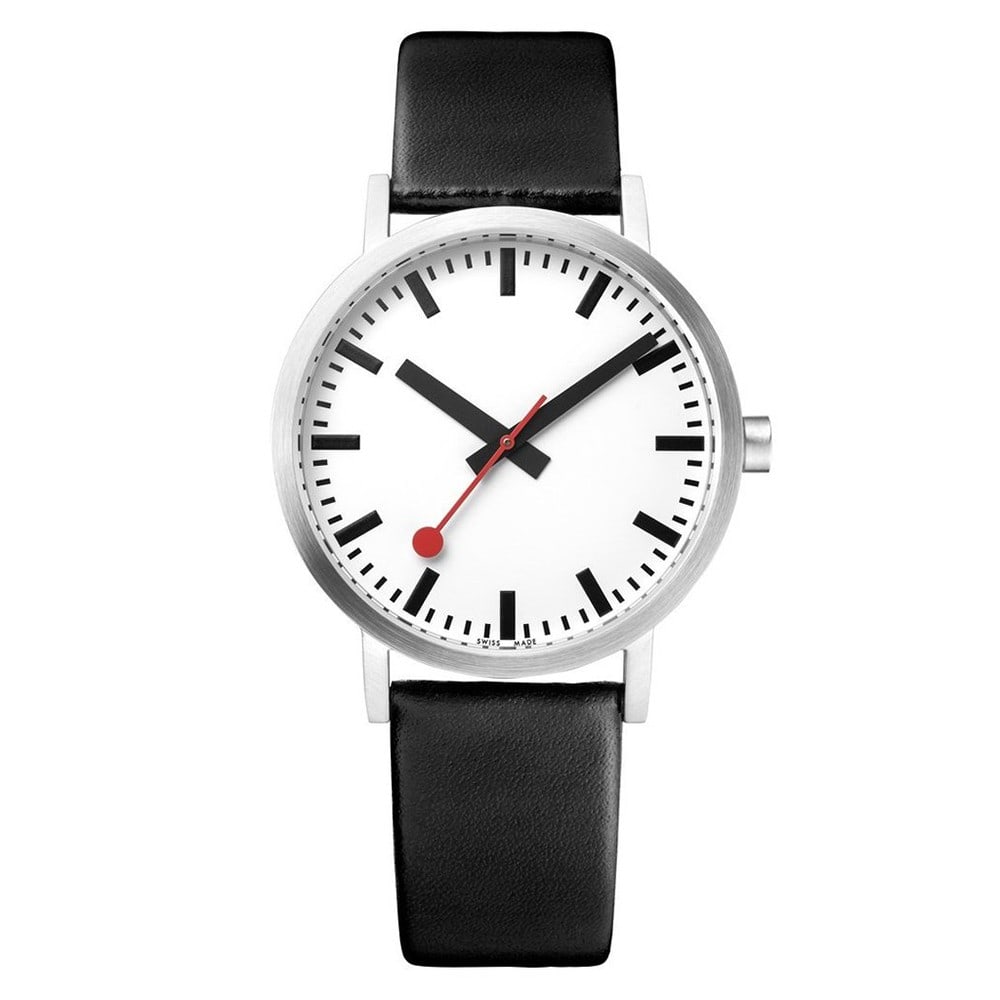 Mondaine Classic Quartz Stainless Steel 36mm White Dial Women's Wristwatch: Mondaine Classic Quartz Stainless Steel 36mm White Dial Women's Wristwatch This Mondaine Classic wristwatch features a 36mm stainless steel case with a pure white analog dial and stick indexes. The wa