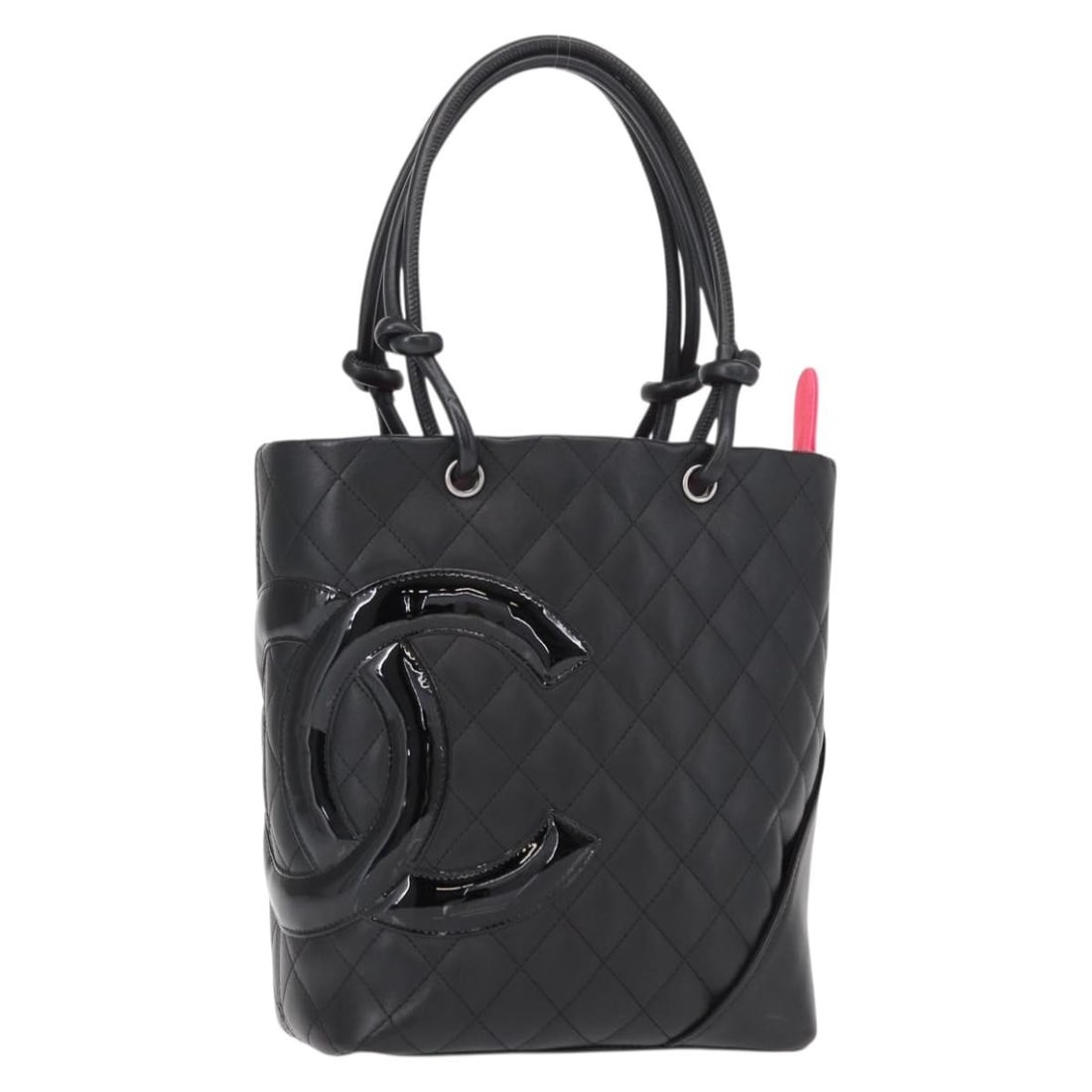 CHANEL Cambon Matelasse Leather Tote Bag Black Silver Auth 148463SAV: CHANEL Cambon Matelasse Leather Tote Bag Black Silver Auth 148463SAV This CHANEL Cambon Line Matelasse Tote Bag is a luxurious accessory crafted from high-quality leather in an elegant black and silve