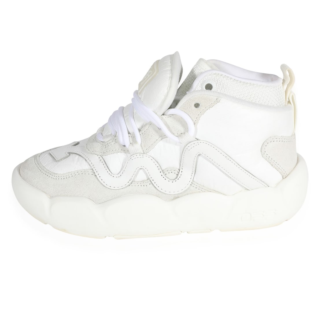 Off-White Women's Optic Chlorine Sneakers Optical White 38: Off-White Women's Optic Chlorine Sneakers Optical White 38 Introducing the Off-White Women's Optic Chlorine 'Optical White' sneakers, a stylish blend of fabric and suede in a chic gray and white color