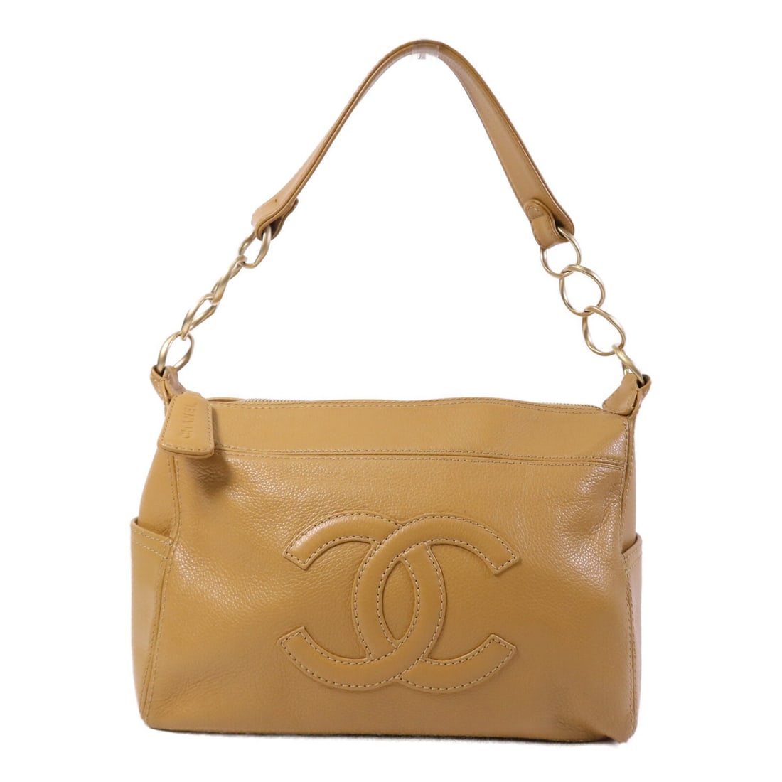 Chanel Vintage Brown Calfskin CC Handbag with Gold Hardware: Chanel Vintage Brown Calfskin CC Handbag with Gold Hardware This Chanel vintage handbag is crafted from brown calfskin leather and features the iconic CC detail. Designed for women, it offers a classi