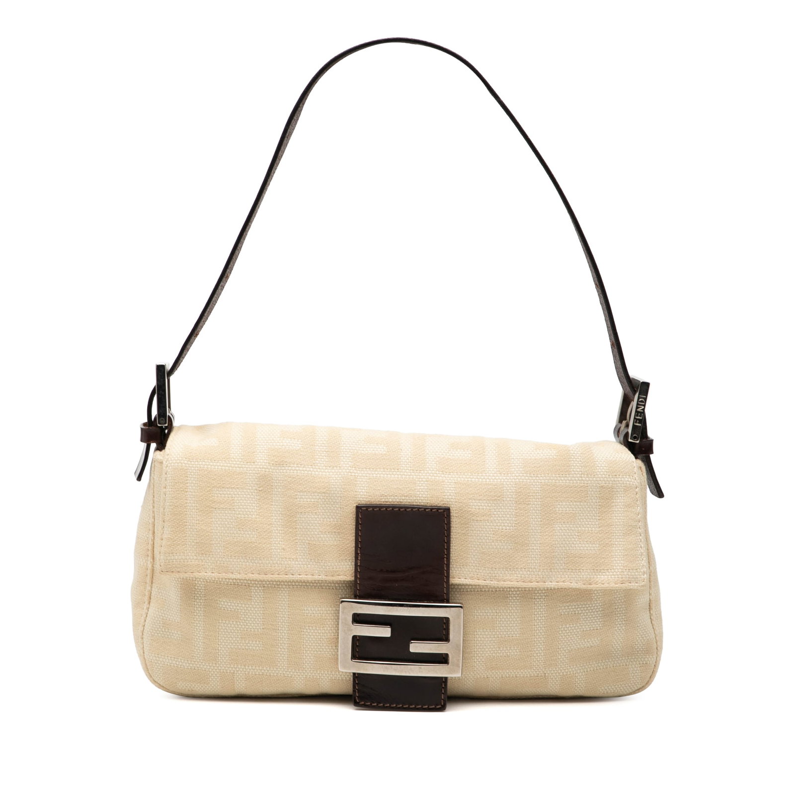 Fendi Zucca Pattern Canvas Shoulder Baguette with Leather Strap (1 of 7)