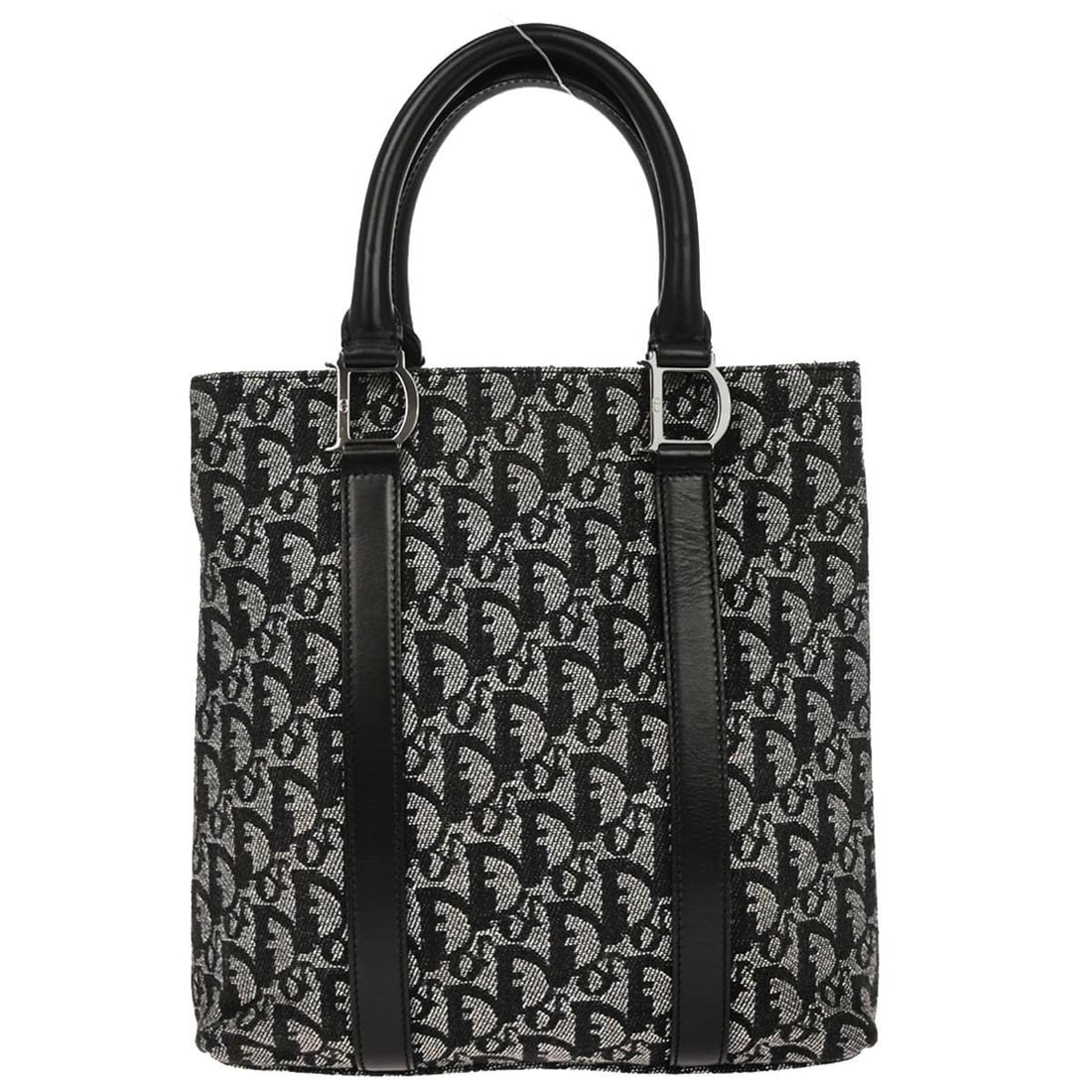 Dior Medium Black Canvas Leather Trotter Tote Shoulder Bag BOC0032: Dior Medium Black Canvas Leather Trotter Tote Shoulder Bag BOC0032 This Christian Dior Black Trotter tote handbag features a medium-sized silhouette crafted from canvas leather. Designed with double h