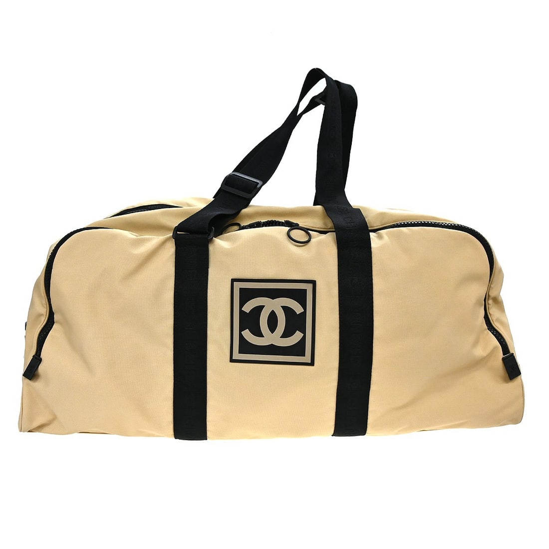 Chanel Sports Line Medium Beige Nylon and Leather Tote Bag: Chanel Sports Line Medium Beige Nylon and Leather Tote Bag This Chanel Sports Line tote handbag features a beige leather and nylon exterior with a medium-sized silhouette, making it an ideal choice fo