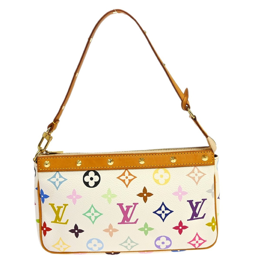 Louis Vuitton Multicolor Monogram Pochette Accessoires White Canvas Handbag: Louis Vuitton Multicolor Monogram Pochette Accessoires White Canvas Handbag This Louis Vuitton Pochette Accessoires handbag features the iconic Monogram Multicolor canvas in white, accented with the s