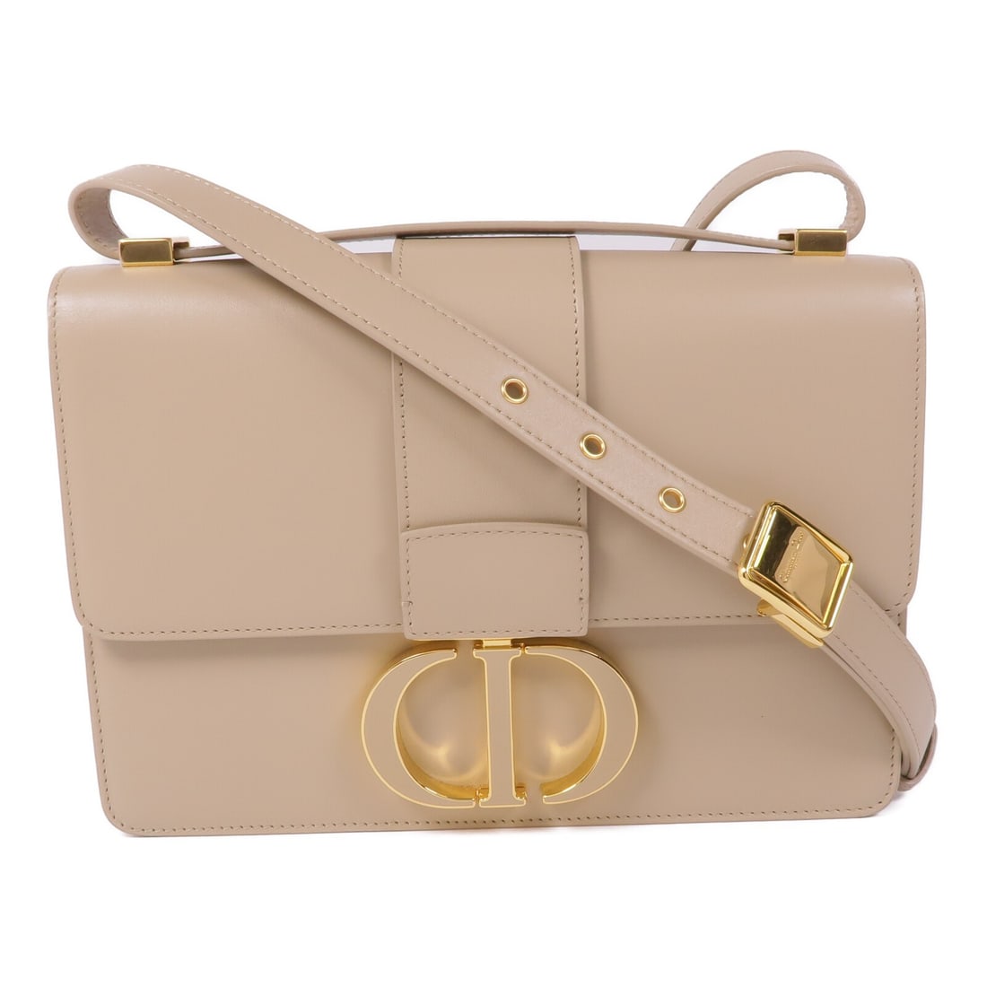 Dior 30 Montaigne Beige Calfskin Leather Shoulder Bag with Gold Hardware: Dior 30 Montaigne Beige Calfskin Leather Shoulder Bag with Gold Hardware This Christian Dior 30 Montaigne shoulder bag is crafted from beige calfskin leather and features gold-tone hardware. Designed 