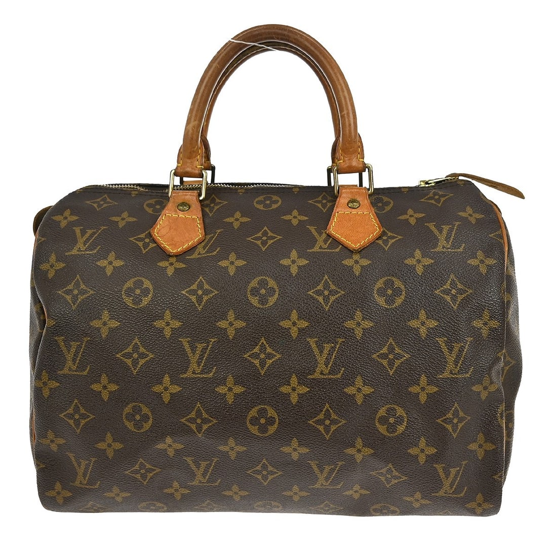 Louis Vuitton Speedy 30 Monogram Canvas Satchel Bag M41526: Louis Vuitton Speedy 30 Monogram Canvas Satchel Bag M41526 This Louis Vuitton Speedy 30 handbag features the iconic Monogram canvas with a brown exterior and beige leather double handles. Designed in 