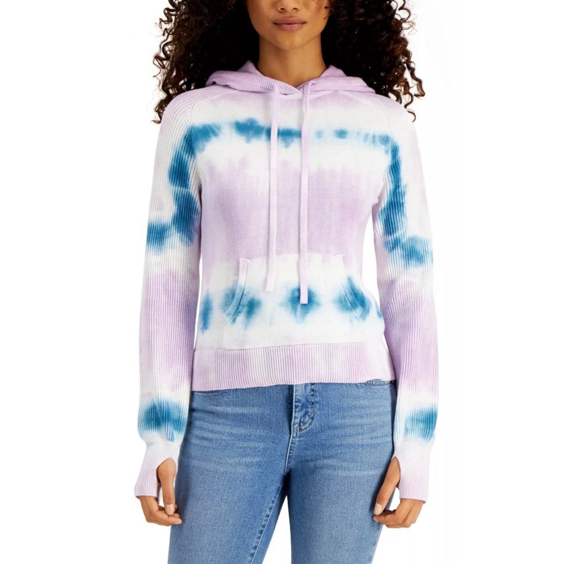 Style & Co Multicolored Tie-Dyed Hooded Sweater with Thumbholes S: Style & Co Multicolored Tie-Dyed Hooded Sweater with Thumbholes S Elevate your casual wardrobe with this stylish Tie-Dyed Ribbed Thumbhole Hooded Sweater from Style & Co. This pullover features a vibr
