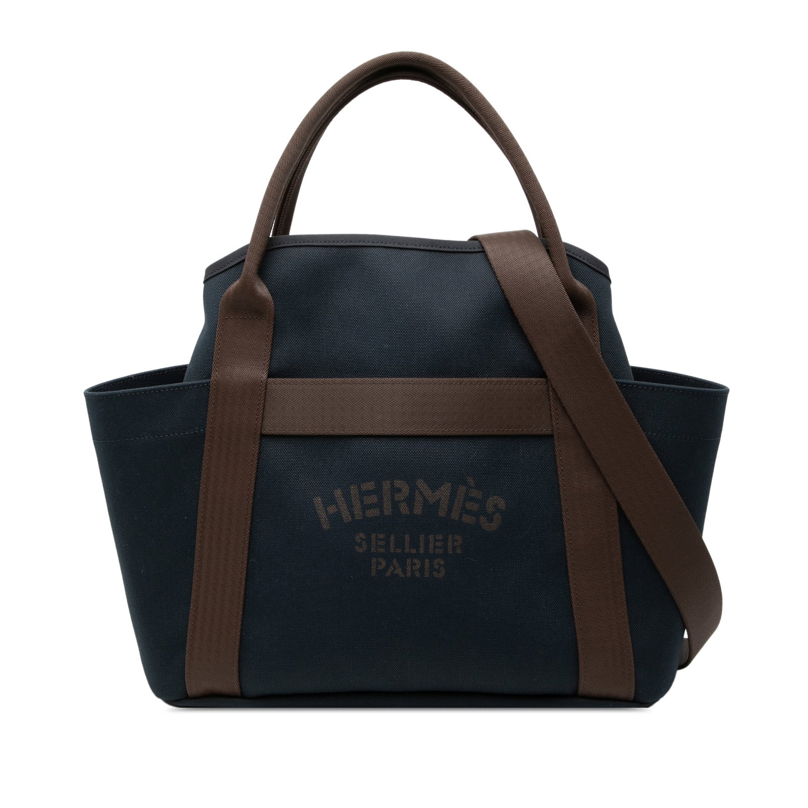 Hermes Sac de Pansage Blue Canvas Grooming Satchel Bag: Hermes Sac de Pansage Blue Canvas Grooming Satchel Bag This Hermes Toile Sac de Pansage Grooming Bag is crafted from durable canvas in blue and features rolled canvas handles, a detachable flat canvas