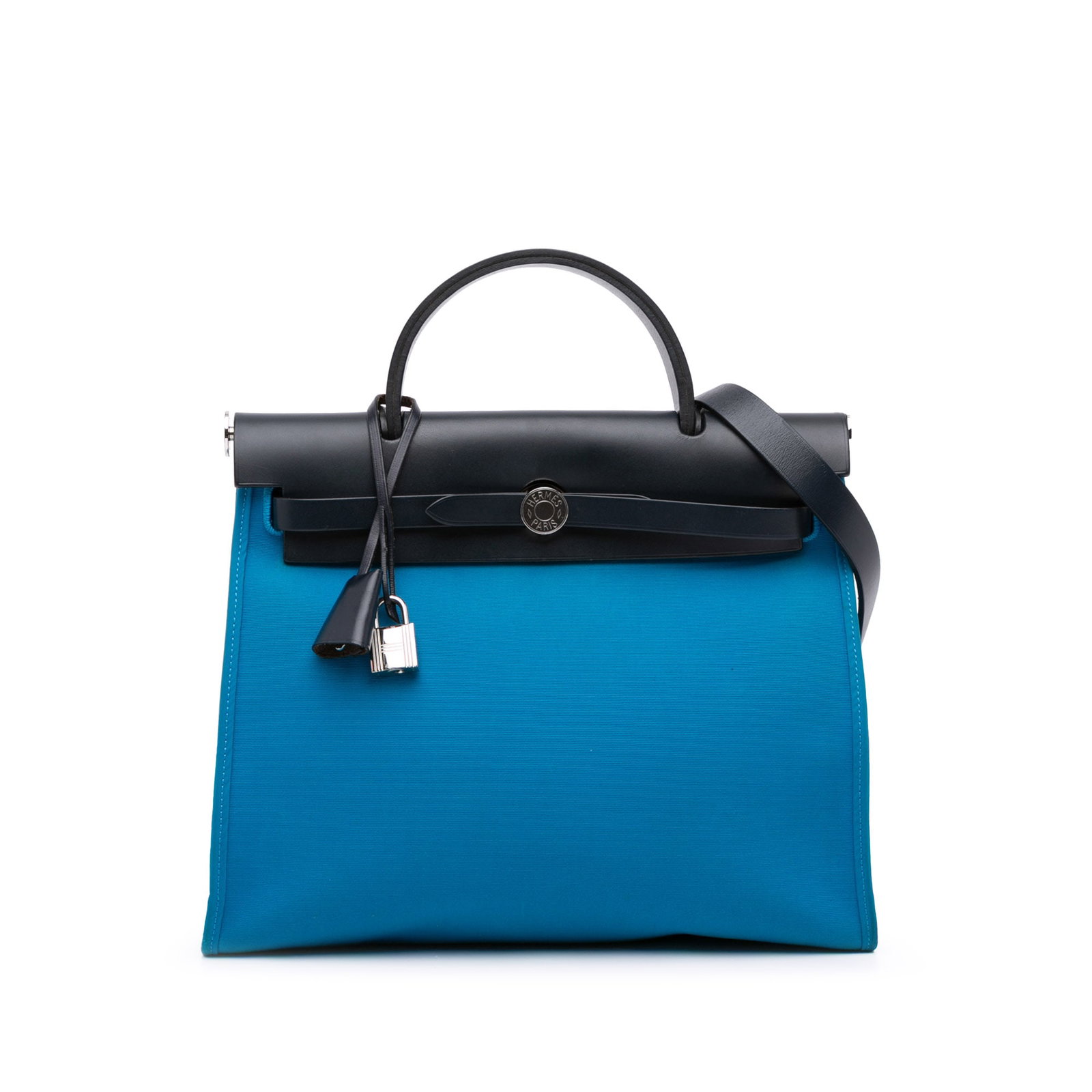 Hermes Herbag Zip 31 Canvas and Leather Shoulder Bag Blue (1 of 14)