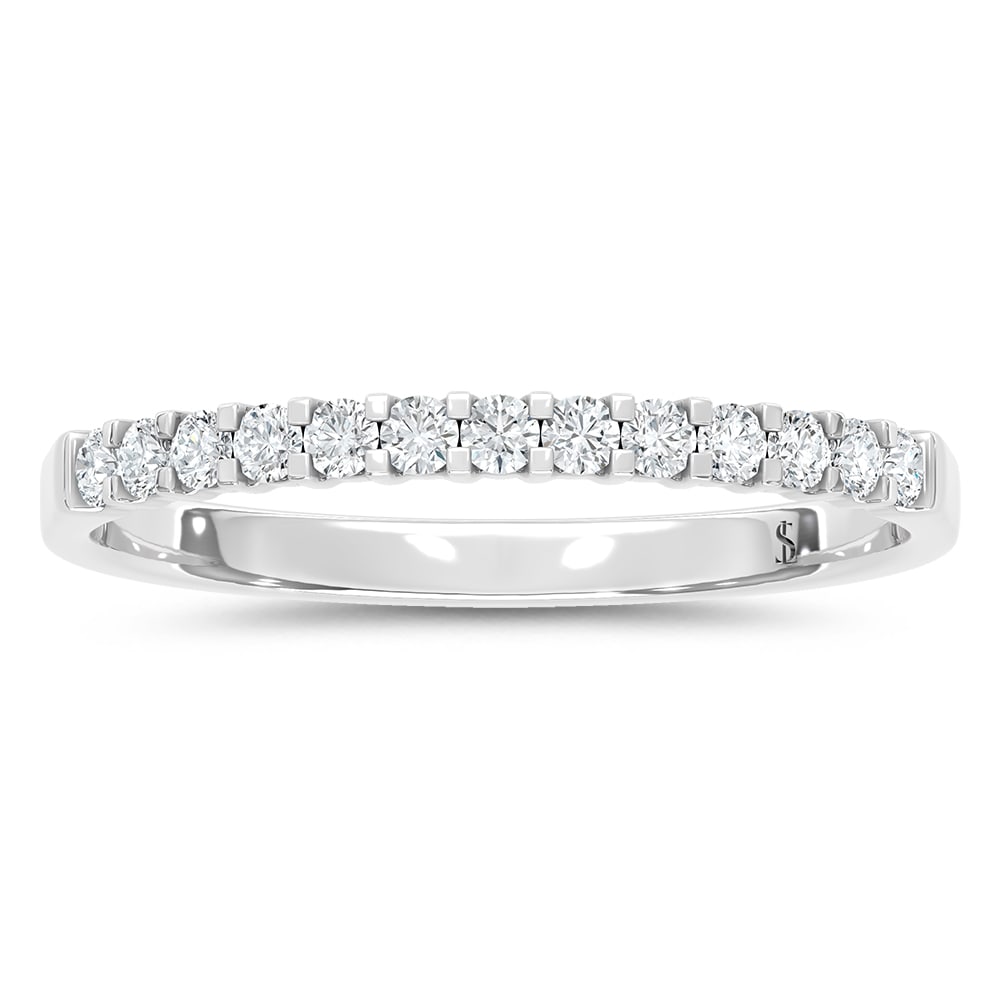 14K White Gold Lab Grown Diamond 1/2 Ct.Tw. Ladies Machine Band: 14K White Gold Lab Grown Diamond 1/2 Ct.Tw. Ladies Machine Band Indulge in the elegance of this 14K White Gold Ladies Machine Band, featuring 1/2 Ct.Tw. of radiant lab-grown diamonds. The sleek white 