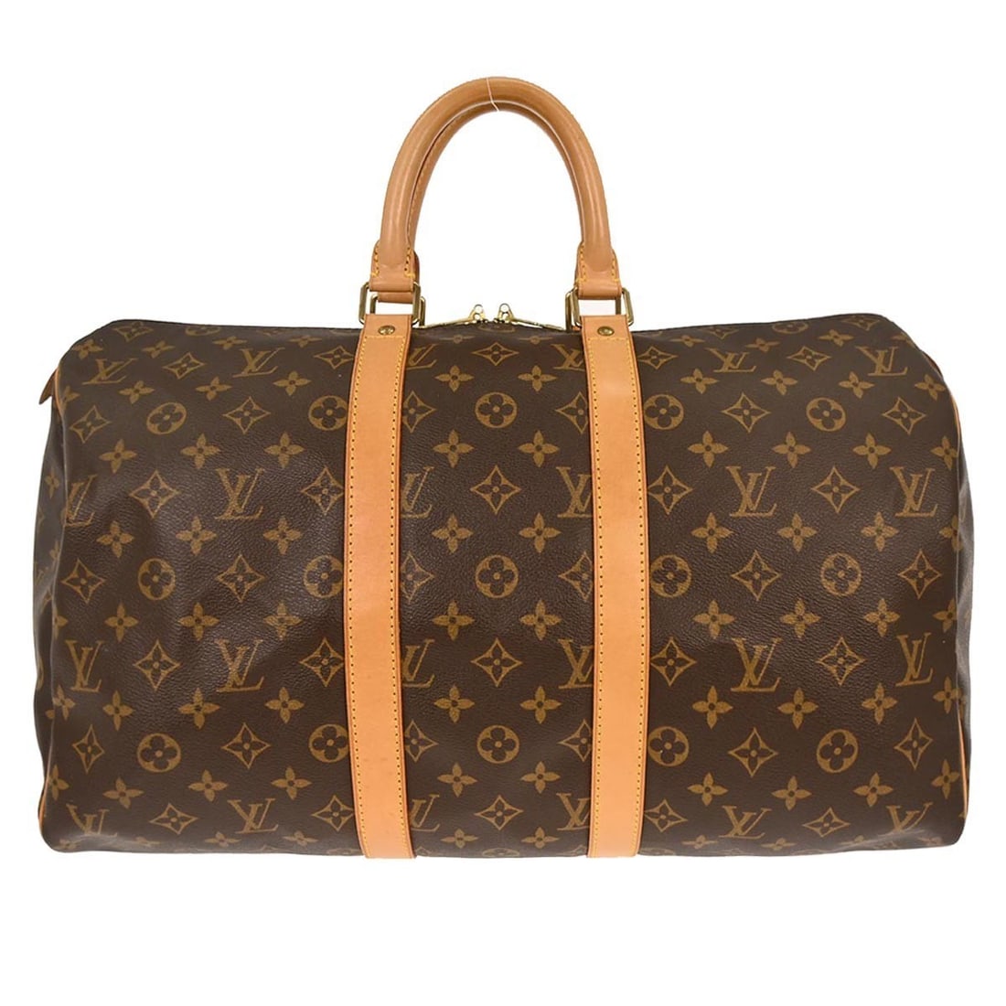 Keepall 45 Monogram Canvas Travel Duffle by Louis Vuitton M41428 FL0074: Keepall 45 Monogram Canvas Travel Duffle by Louis Vuitton M41428 FL0074 This Louis Vuitton Keepall 45 Duffle Bag features the iconic monogram canvas leather exterior with beige leather double handles.